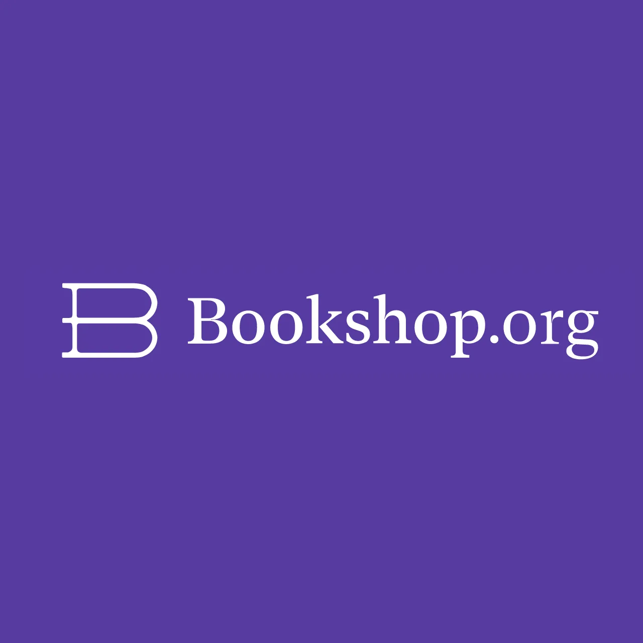 Logo of Bookshop.org on a purple background, featuring a stylized white letter B followed by the text Bookshop.org in white.