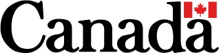 The word Canada is written in black with a stylized font. A small red maple leaf is placed above the letter d, and there is a red Canadian flag on the right.