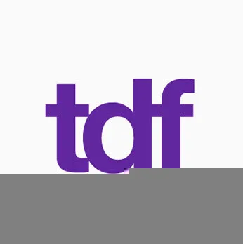 The image shows the letters tdf in lowercase, colored purple, centered on a plain white background.